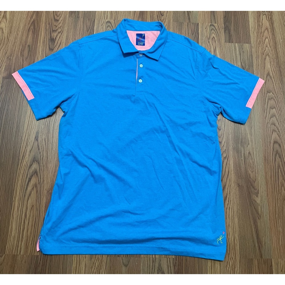 Retro Colorblock Polo Shirt Mens Extra Large Blue Pink Contrast Trim Michael's
